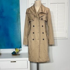 Elegant Beige Double-Breasted Trench Coat